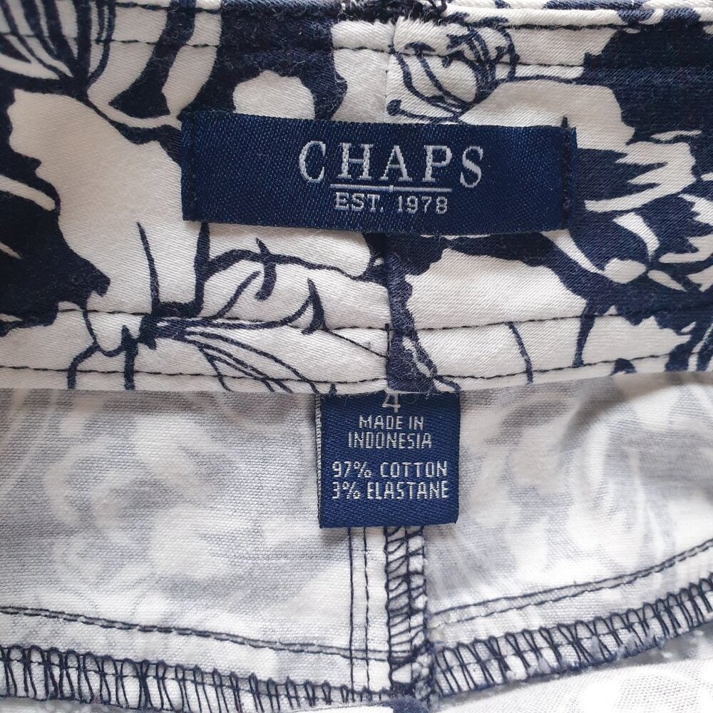 Chaps Women Floral Print Skirt Size 4 Blue White 28 In Waist Casual Fashion - Picture 4 of 5